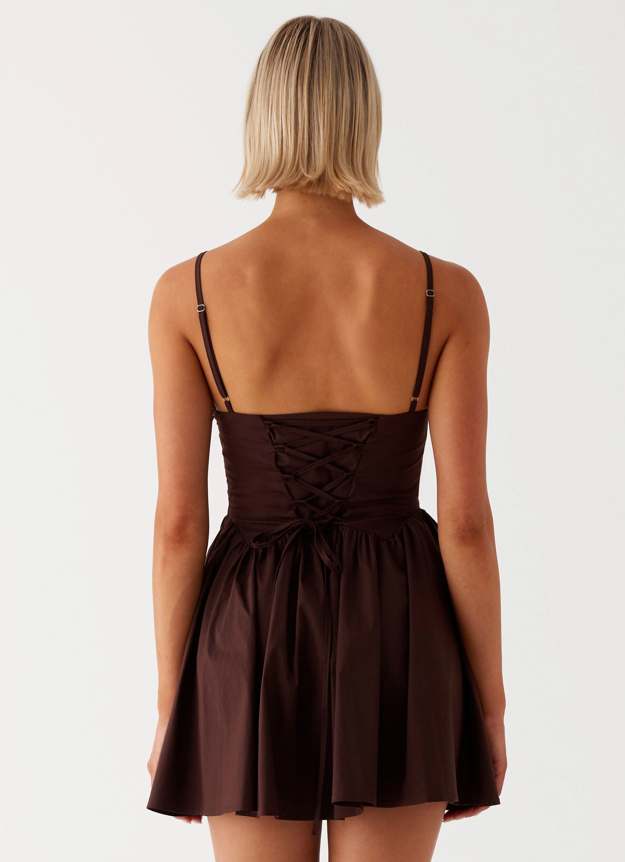 Tesoro Mio Mini Dress - Chocolate Feminine flowing piece Winter Layering