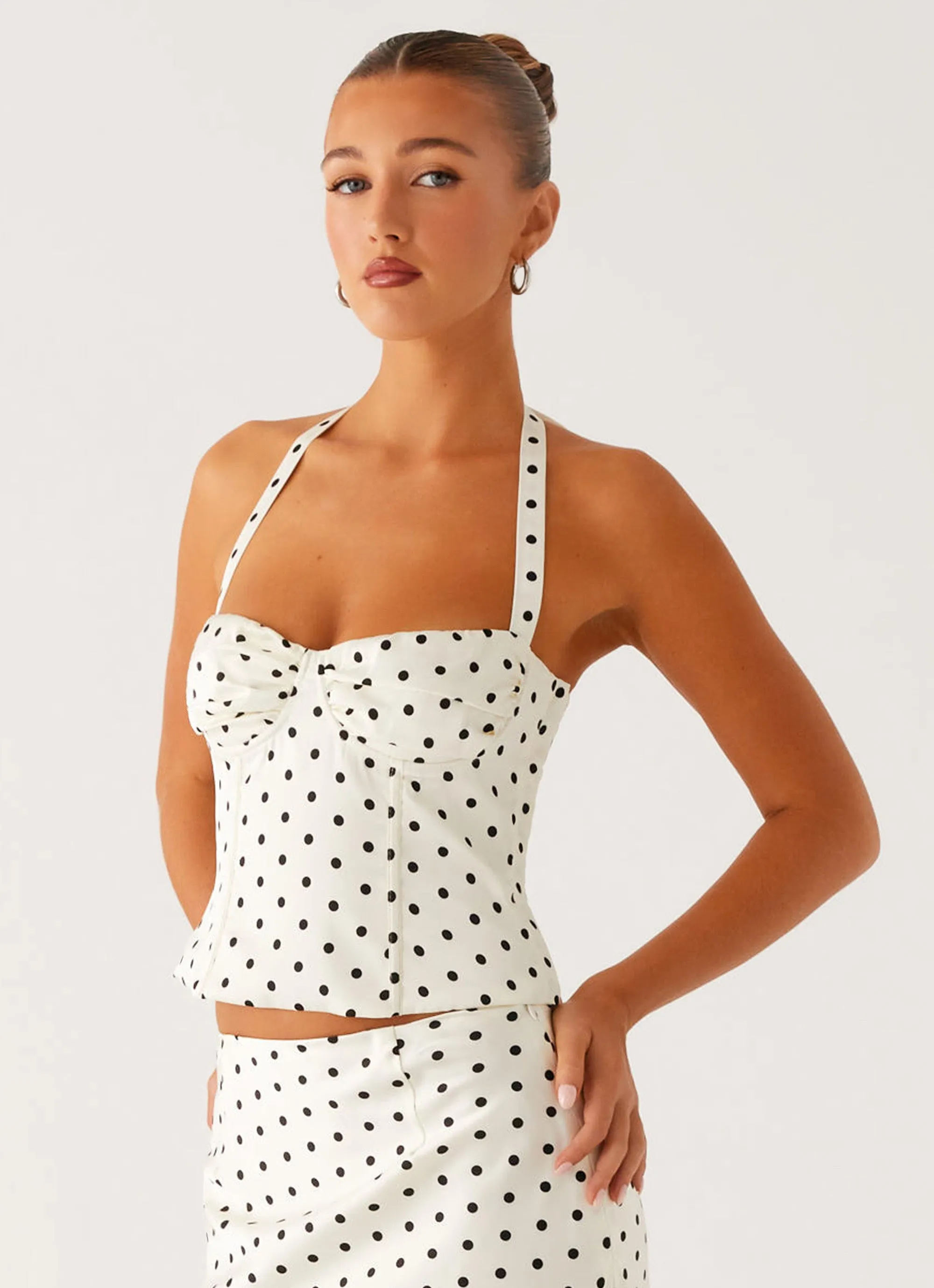 Breanne Top - White Polka Dot BondedEdges