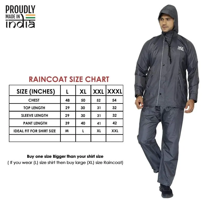 THE CLOWNFISH Men Rain Coat - Reversible, Waterproof with Hood | Reflective Safety Stripes | 3XL | Prime Grey