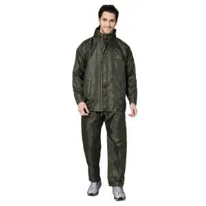 THE CLOWNFISH Men Rain Coat - Waterproof, Reversible Design | Includes Pants | Mehendi | Size: XXL