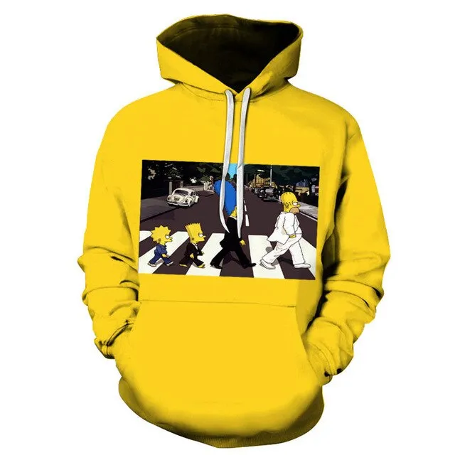 The Simpsons hoodies men women sweatshirts printed 3d hooded pullover hooded casual streetwear