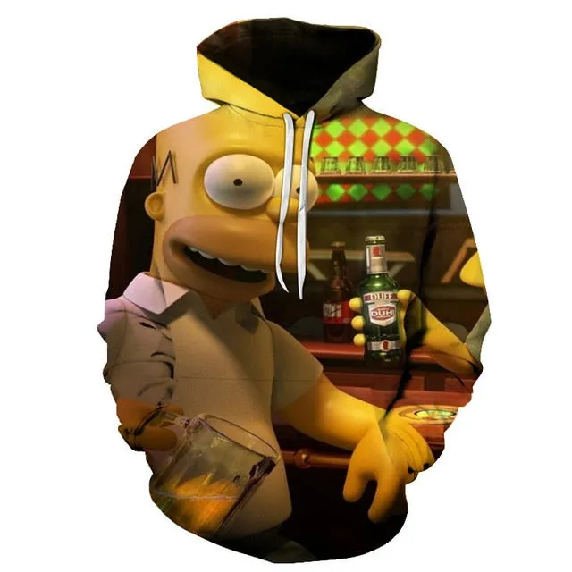 The Simpsons hoodies men women sweatshirts printed 3d hooded pullover hooded casual streetwear