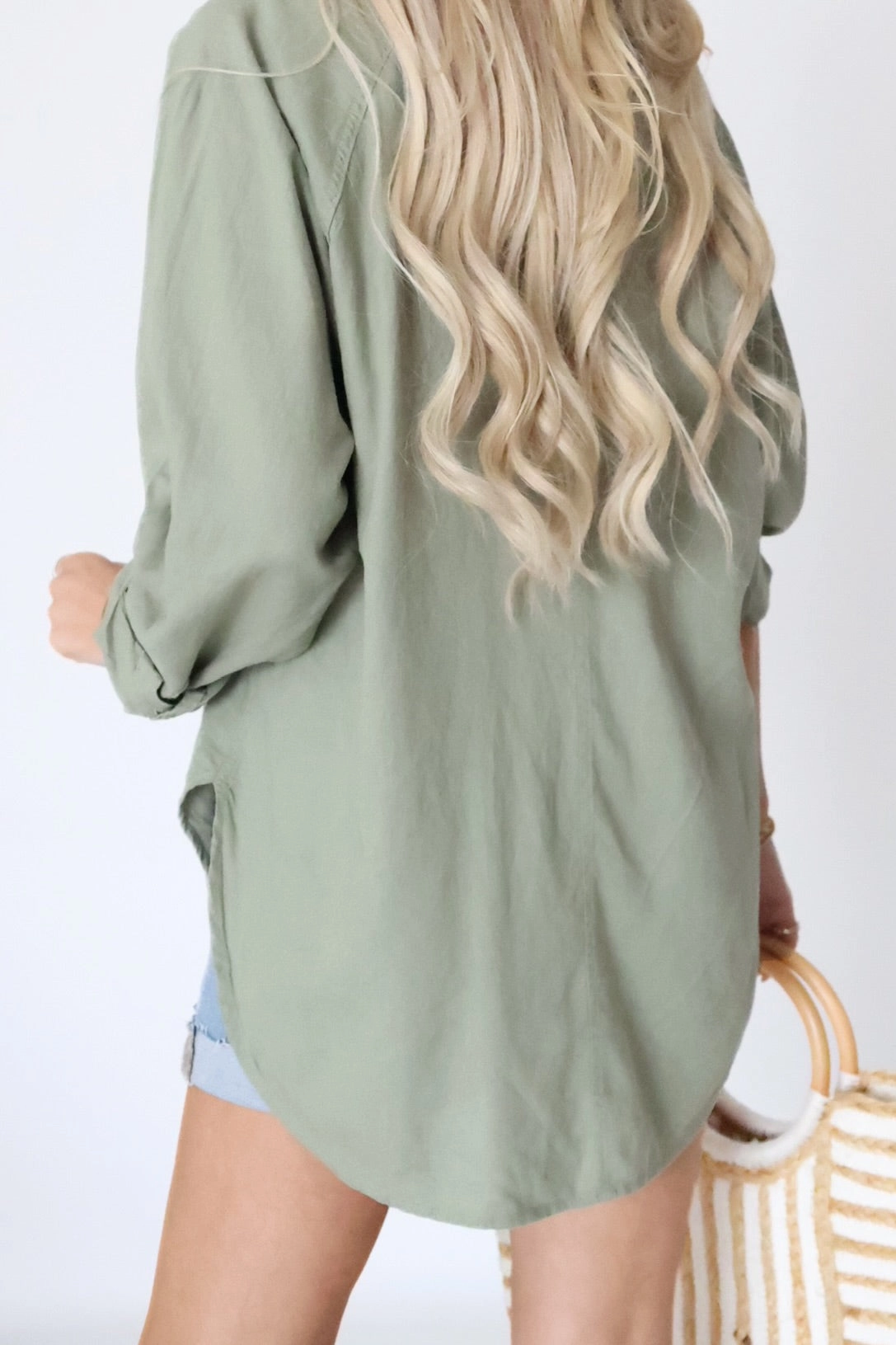 The Perfect Linen Top - Avocado (Final Sale) HighElasticity