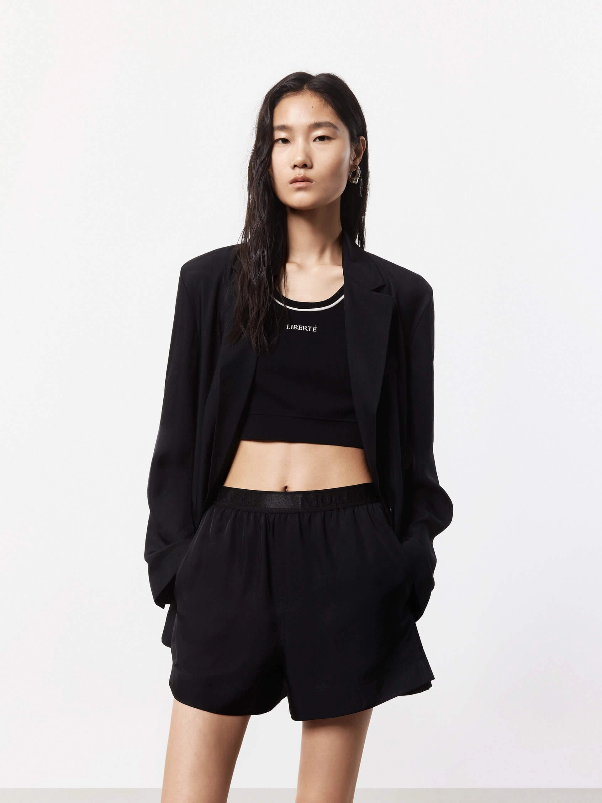 The Relaxed Satin Blazer Multi Pocket Utility Wind Resistant Lining