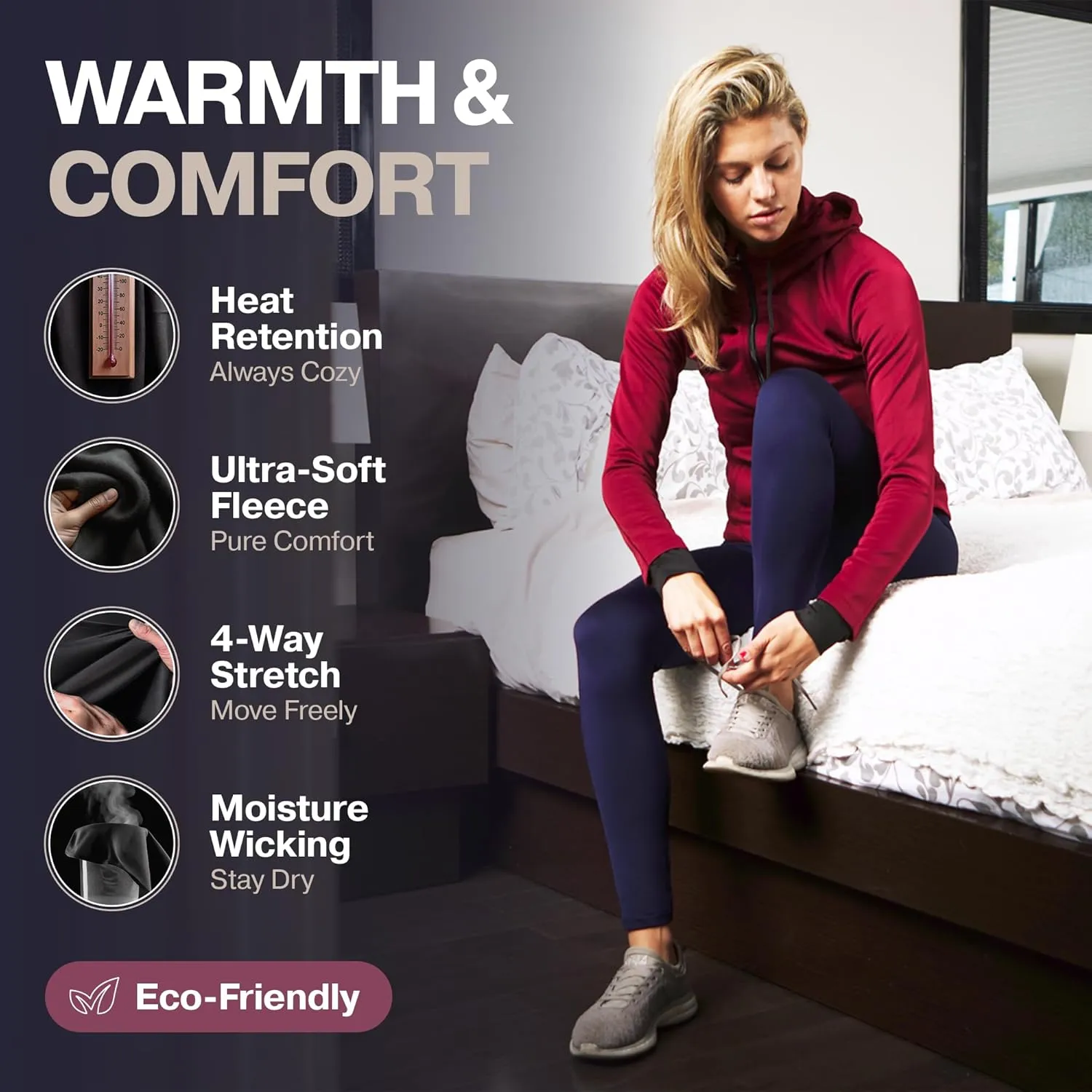 Thermajane Long Johns for Women - Thermal Leggings for Women, Fleece Lined Thermal Underwear Bottoms