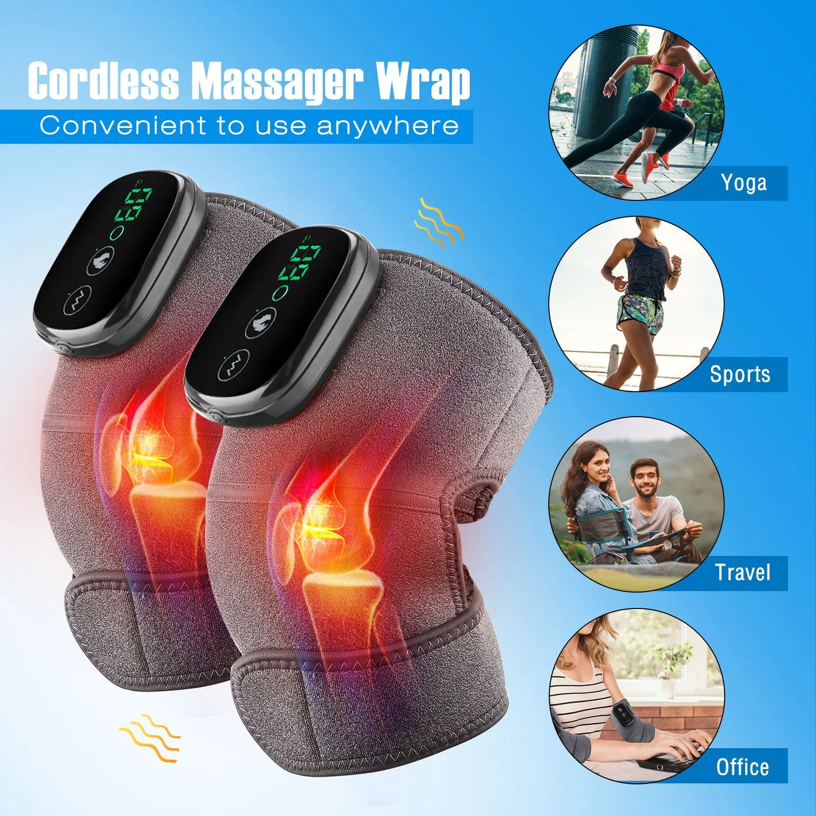 Thermal Joint Massager - 3-In-1 Heated Knee Elbow Shoulder Brace Wrap