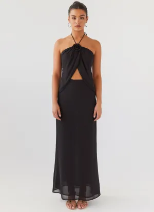 High End Quality Minimal Vibes Nightfall Maxi Skirt - Midnight