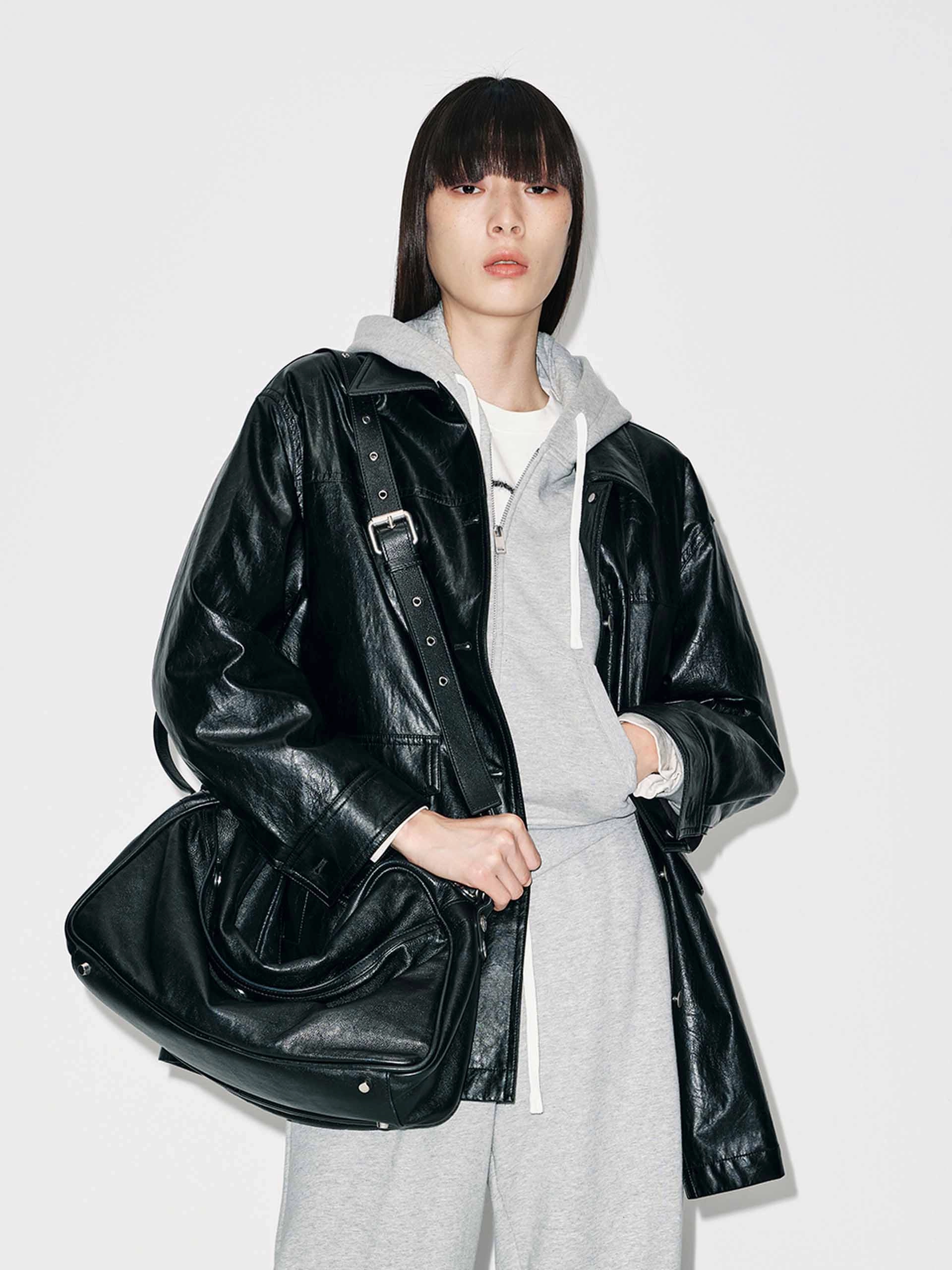 Unisex Casual Fit Heavyweight Warmth Button Leather Down Jacket