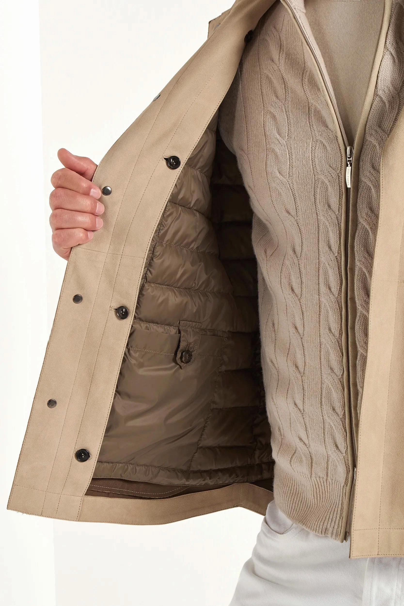 Taupe suede shirt jacket - Made in Italy Mold resistant