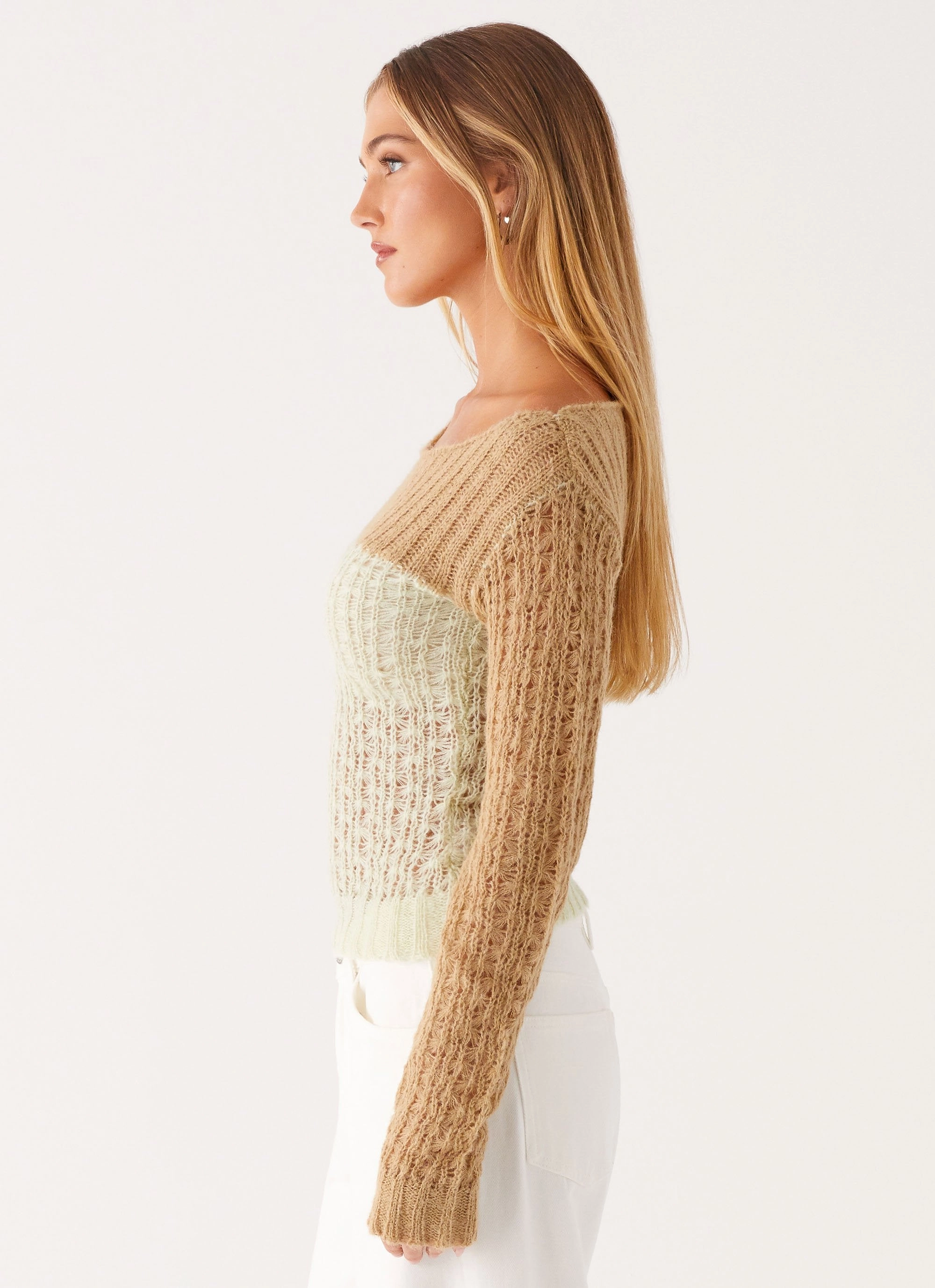 Gretchen Knit Top - Mint Spliced Quick-Dry Fabric