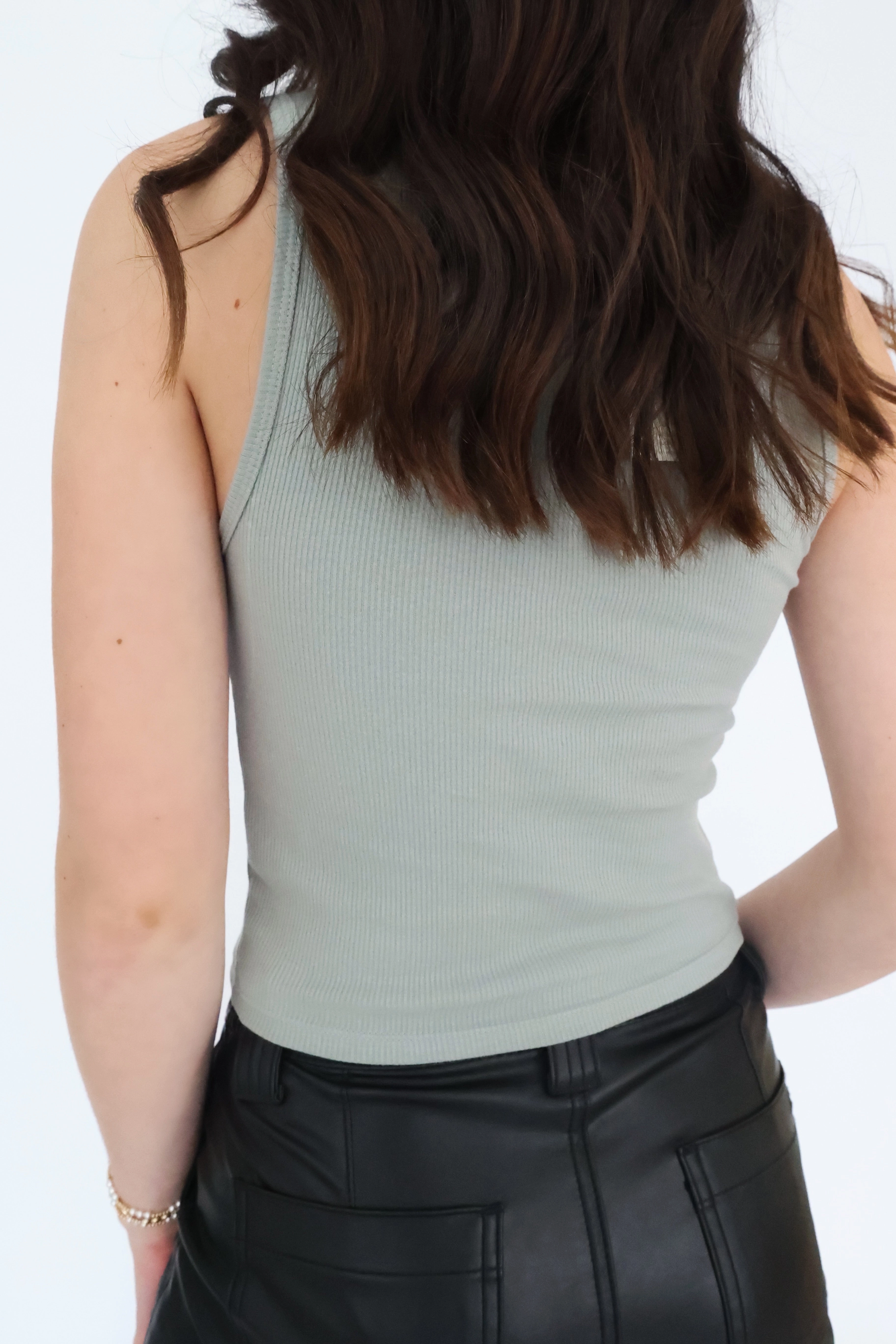 Double Layered Hem Reinforcement Lightweight Layering Option Essy Rib Top (FINAL SALE)