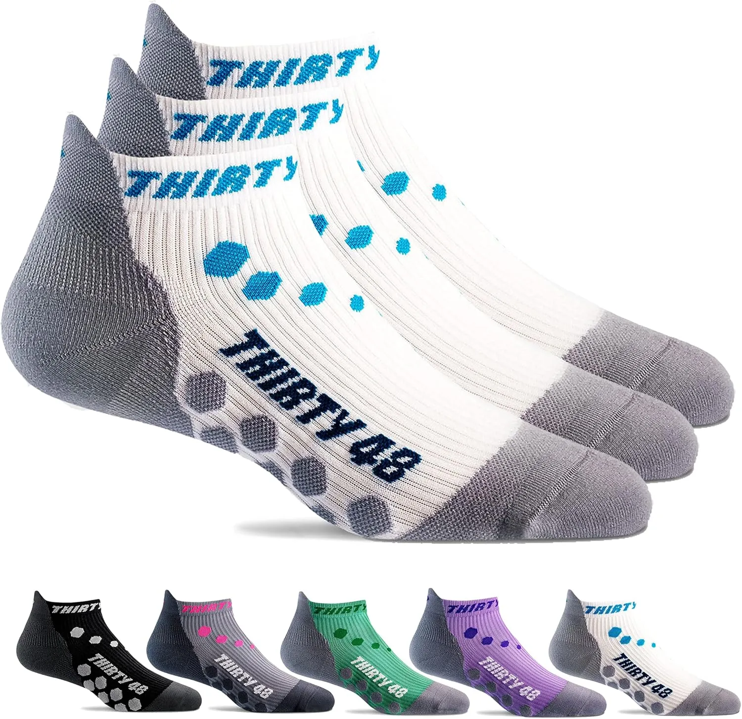 Thirty48 Compression Low Cut Running Socks for Men and Women | 15-20mmHg Compression