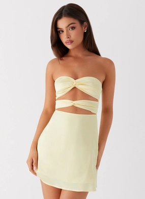 Date Vibe Olive Tone Tianna Mini Dress - Yellow