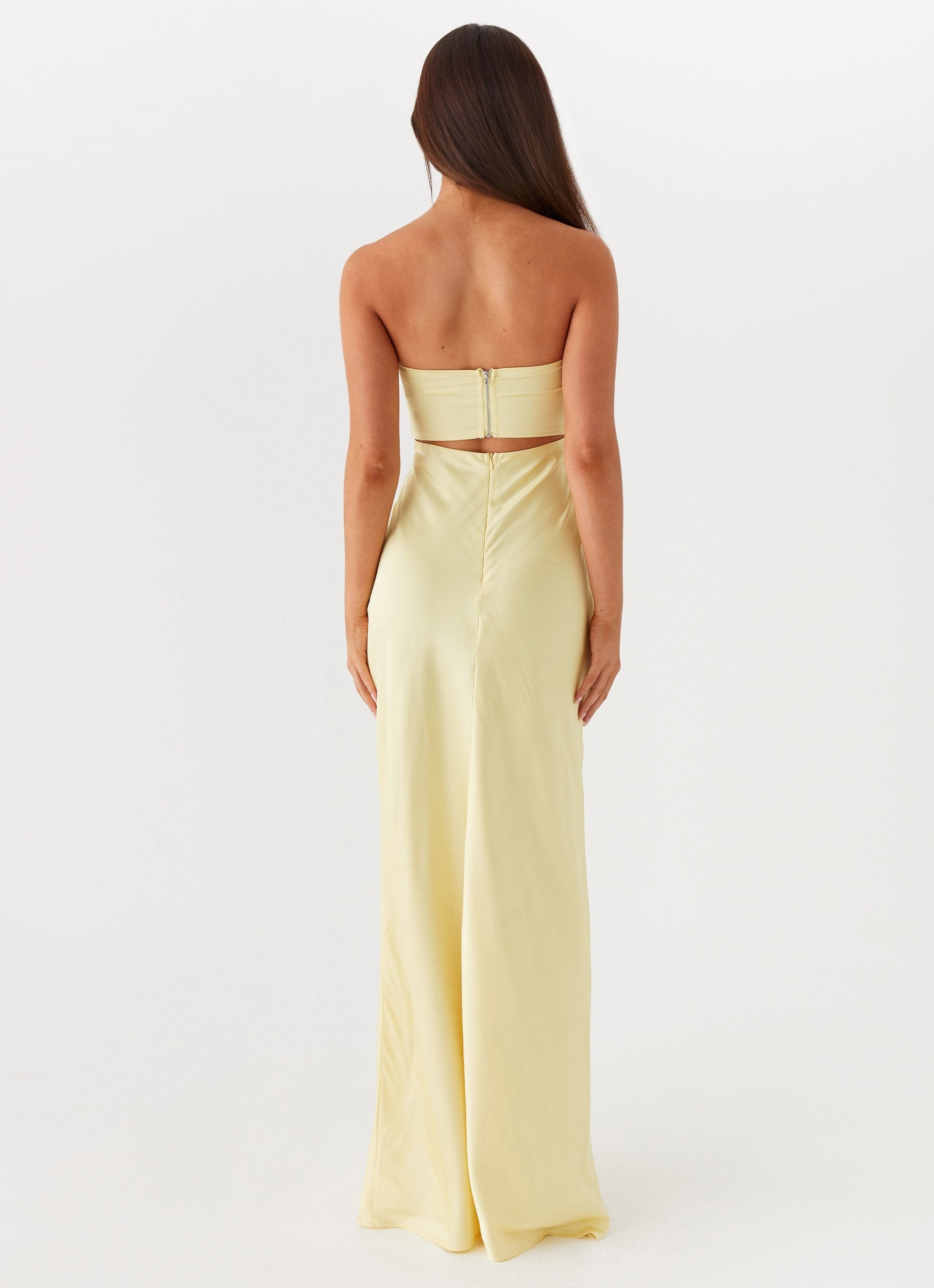 Side-Slit Tianna Strapless Maxi Dress - Yellow