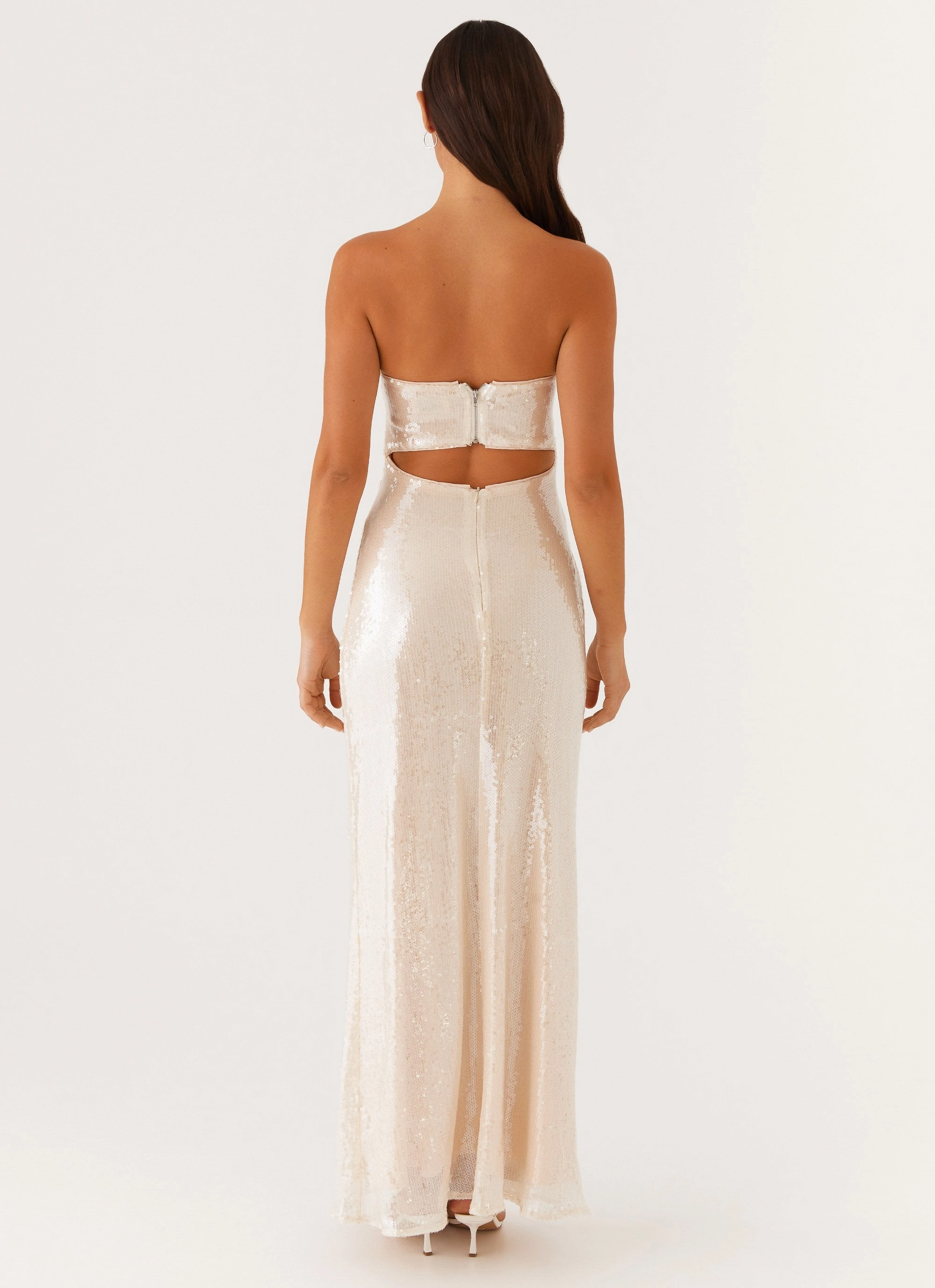 Effortless Elegance Tianna Strapless Sequin Maxi Dress - Ivory