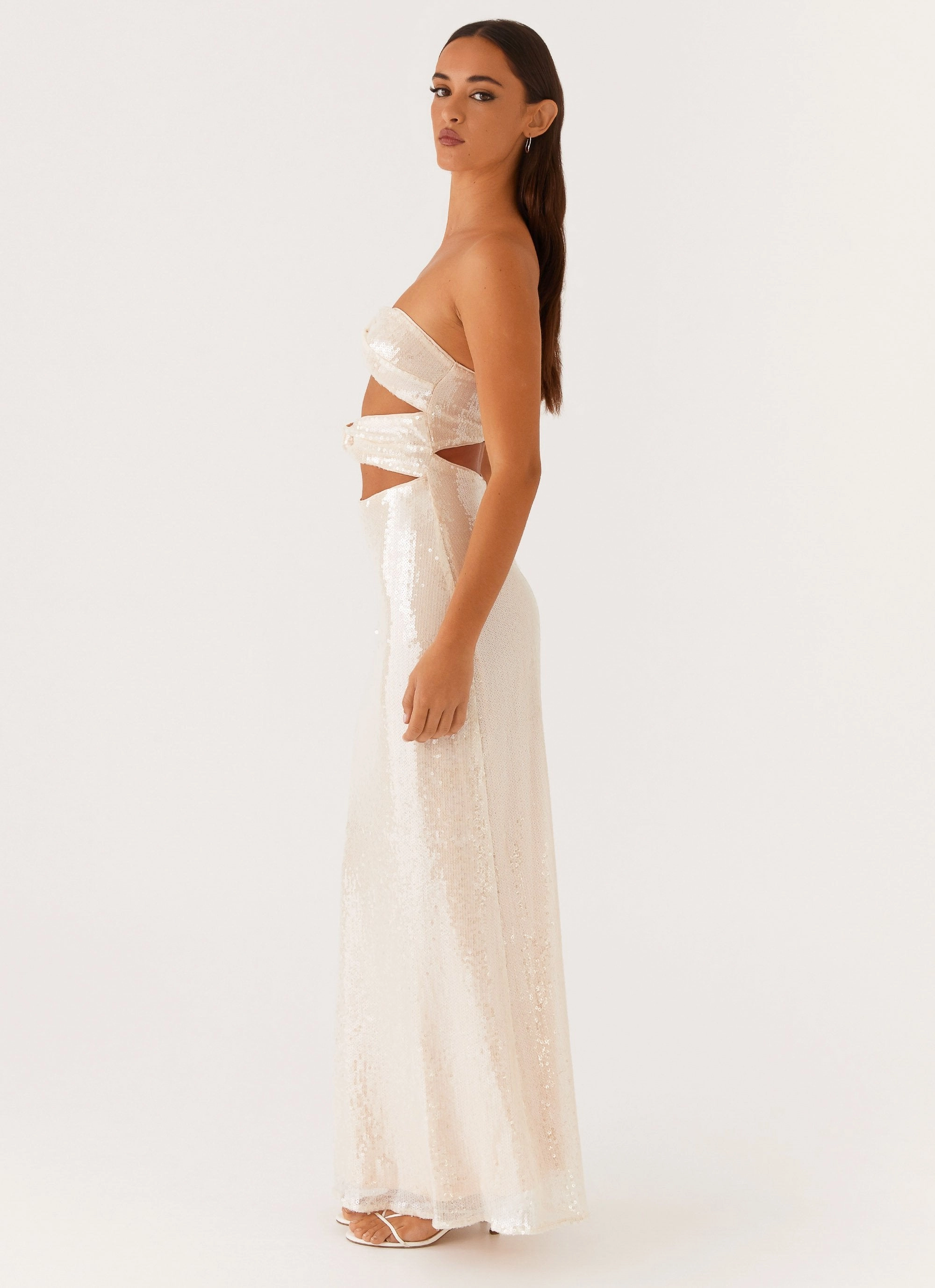 Tianna Strapless Sequin Maxi Dress - Ivory Comfy and Elegant