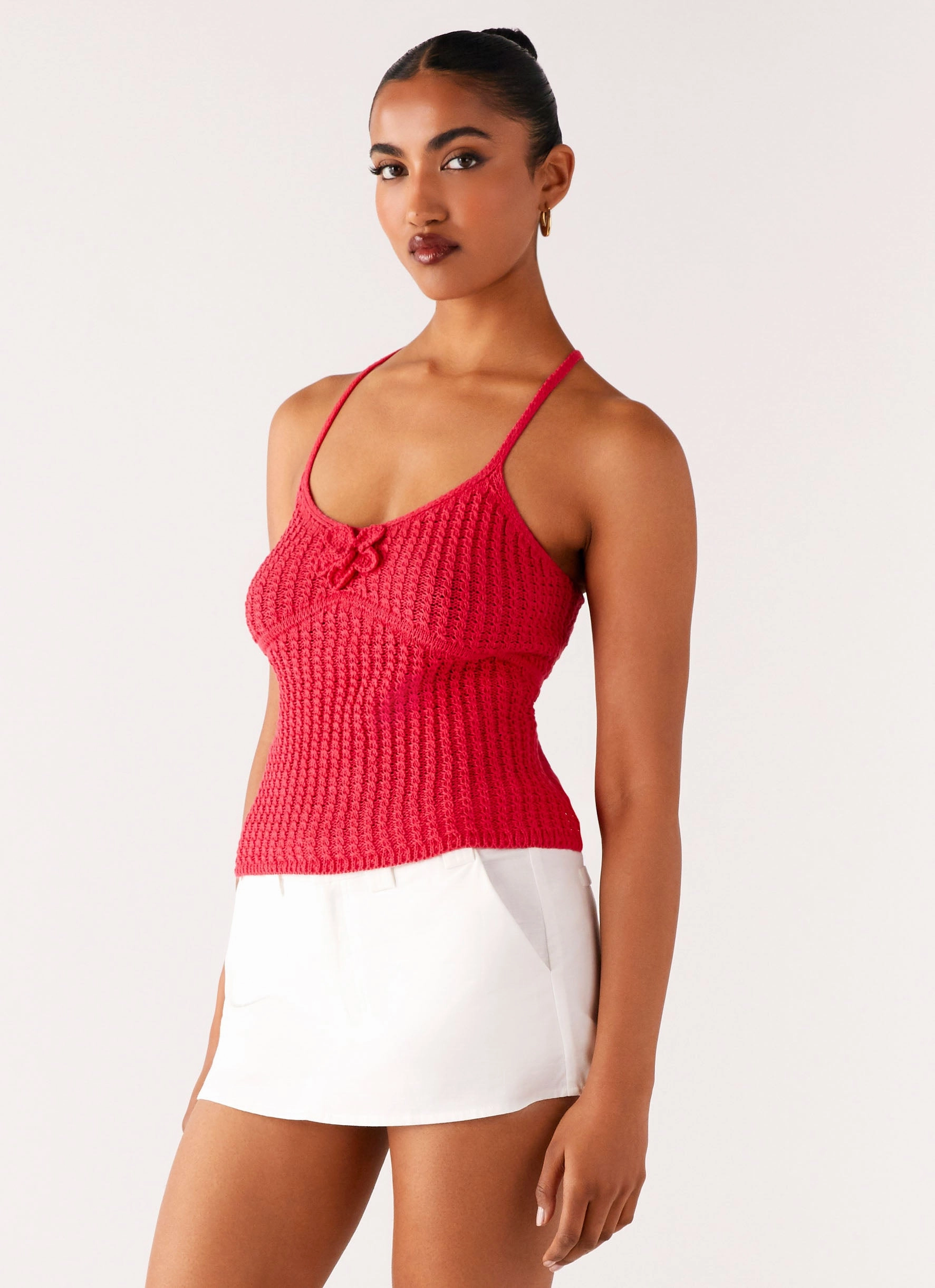 Tiare Crochet Top - Fuchsia Easy Fit