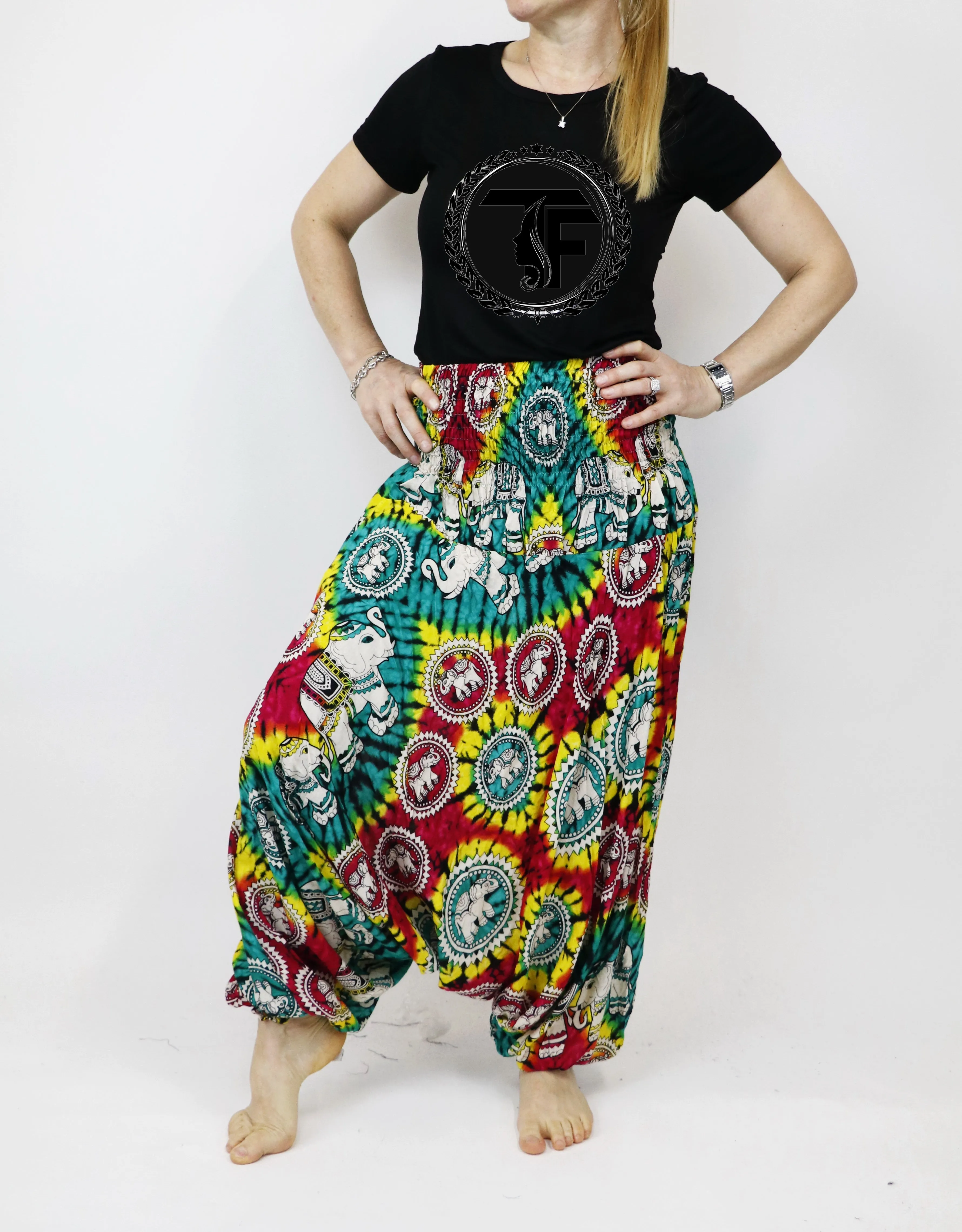 Tie dye Harem Pants Unisex  Hippie Yoga Pants Comfy Loungewear Gypsy Boho Elephant Jumpsuits Aladdin Loose Clothing Baggy Festival