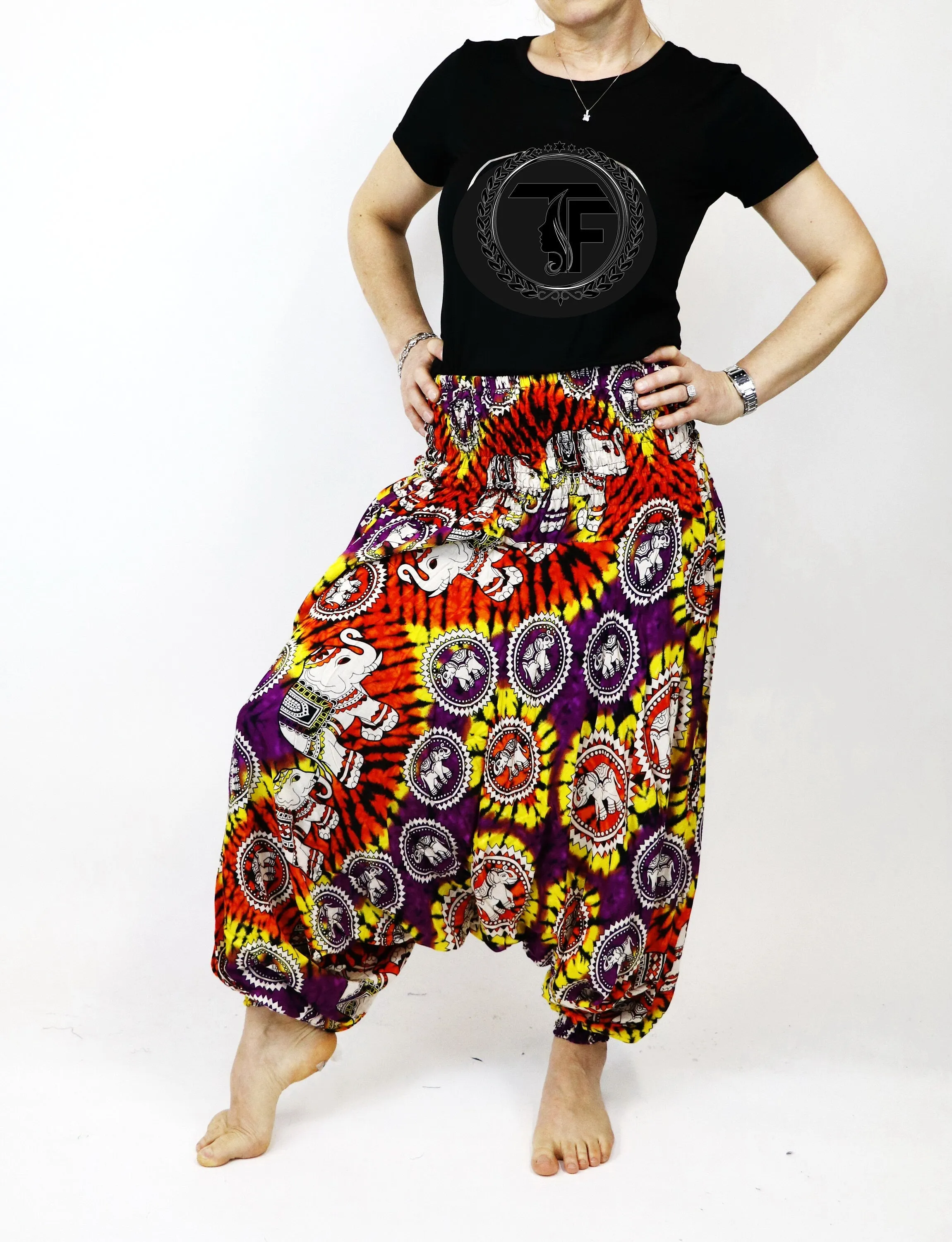 Tie dye Harem Pants Unisex  Hippie Yoga Pants Comfy Loungewear Gypsy Boho Elephant Jumpsuits Aladdin Loose Clothing Baggy Festival