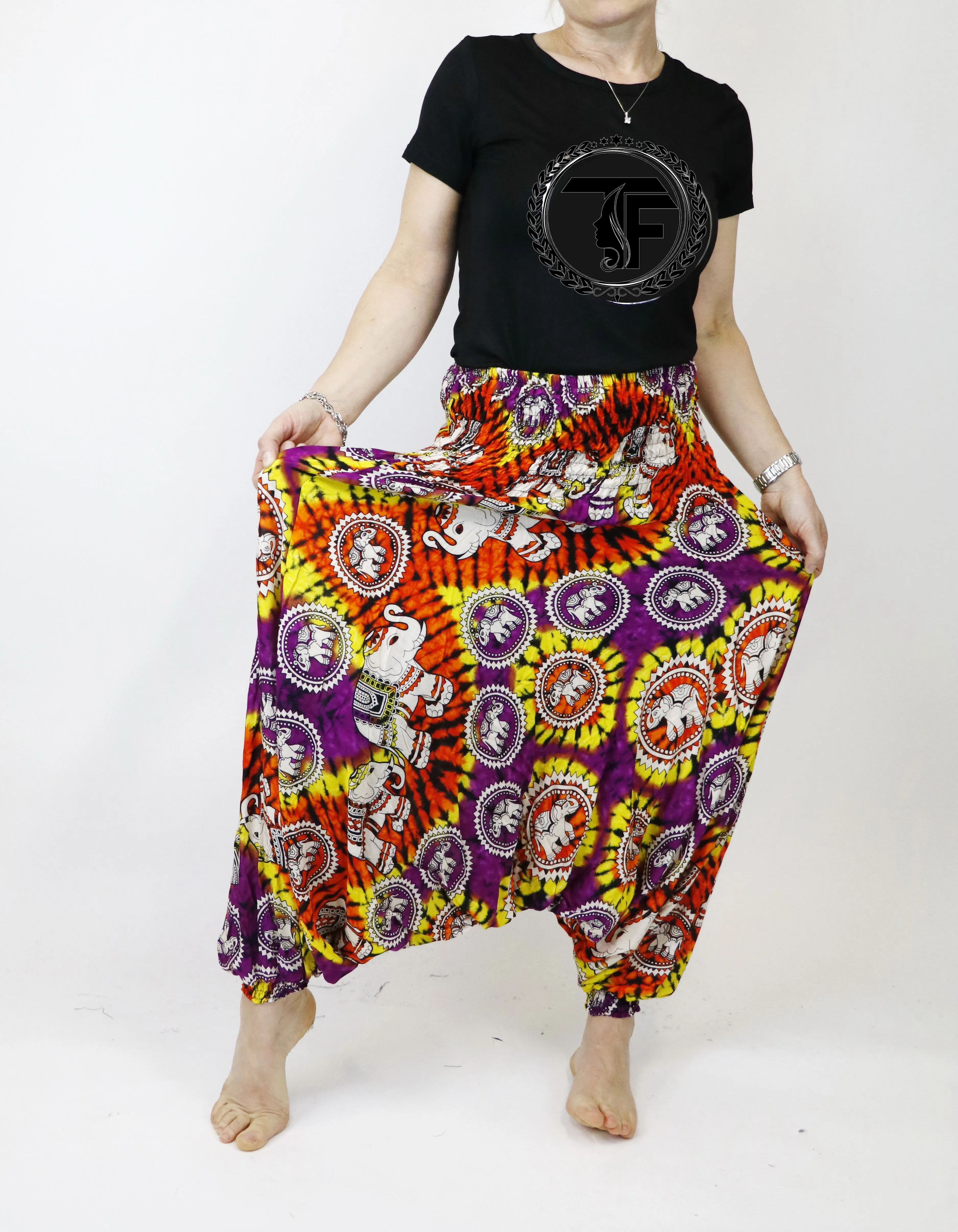 Tie dye Harem Pants Unisex  Hippie Yoga Pants Comfy Loungewear Gypsy Boho Elephant Jumpsuits Aladdin Loose Clothing Baggy Festival
