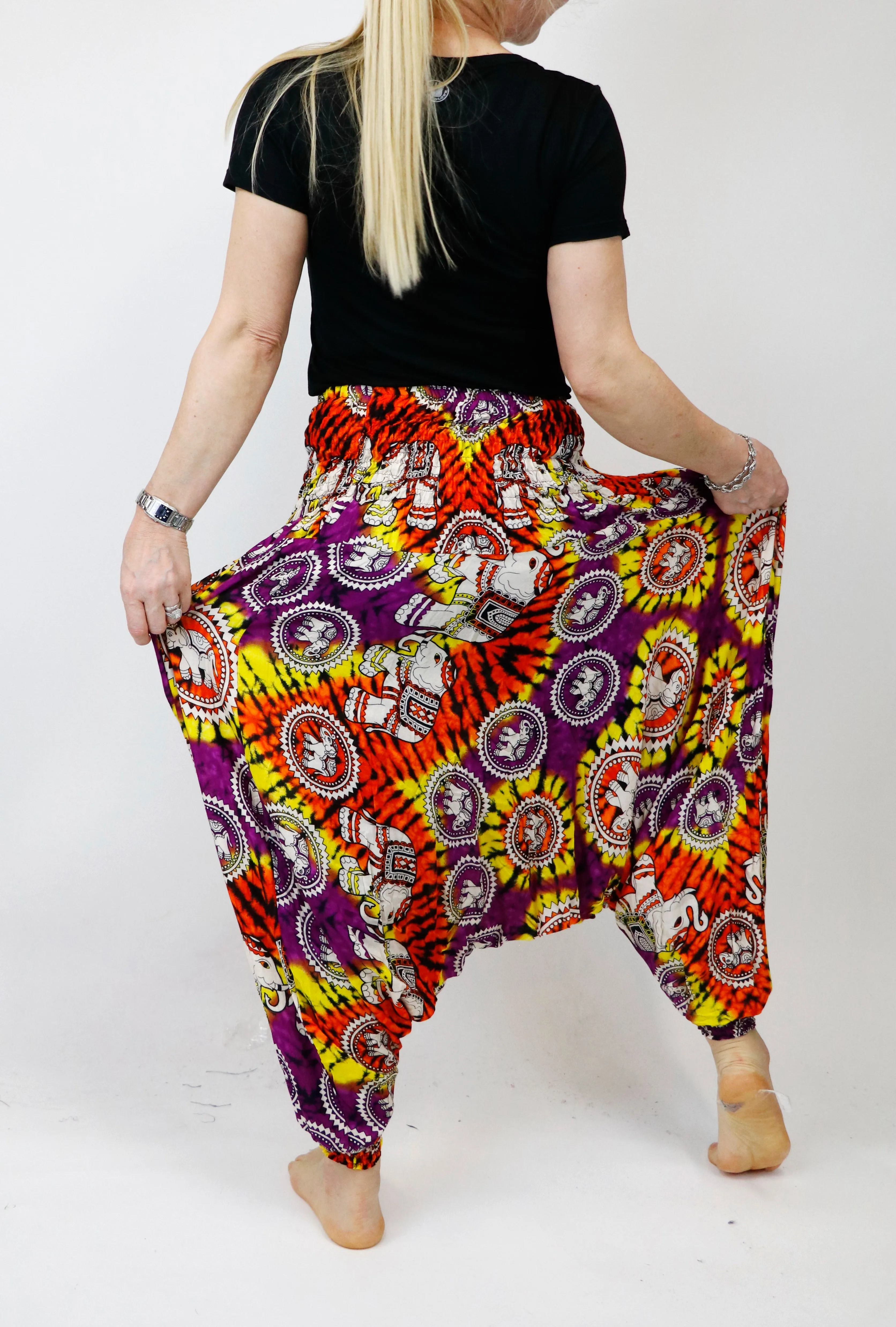 Tie dye Harem Pants Unisex  Hippie Yoga Pants Comfy Loungewear Gypsy Boho Elephant Jumpsuits Aladdin Loose Clothing Baggy Festival
