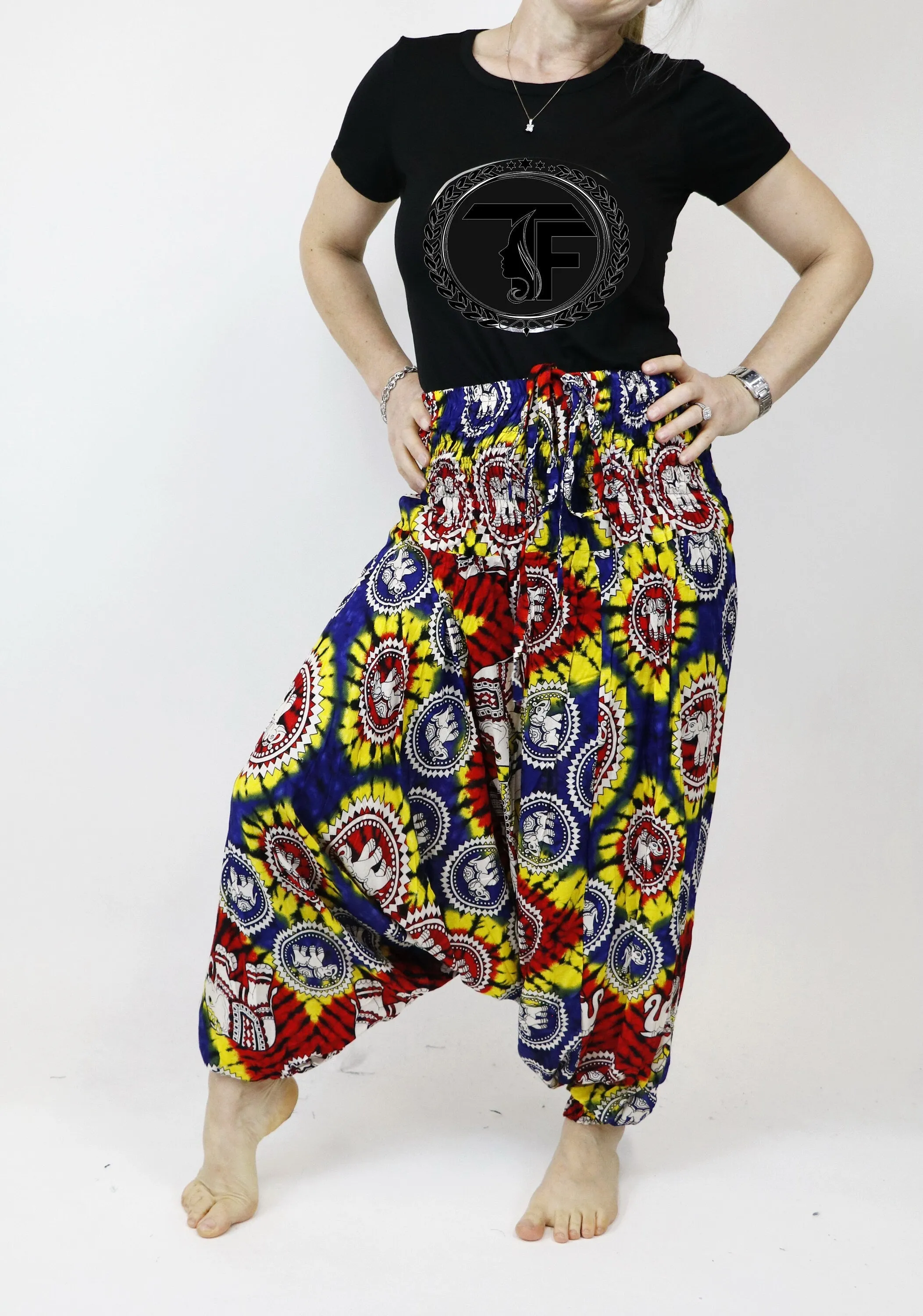 Tie dye Harem Pants Unisex  Hippie Yoga Pants Comfy Loungewear Gypsy Boho Elephant Jumpsuits Aladdin Loose Clothing Baggy Festival