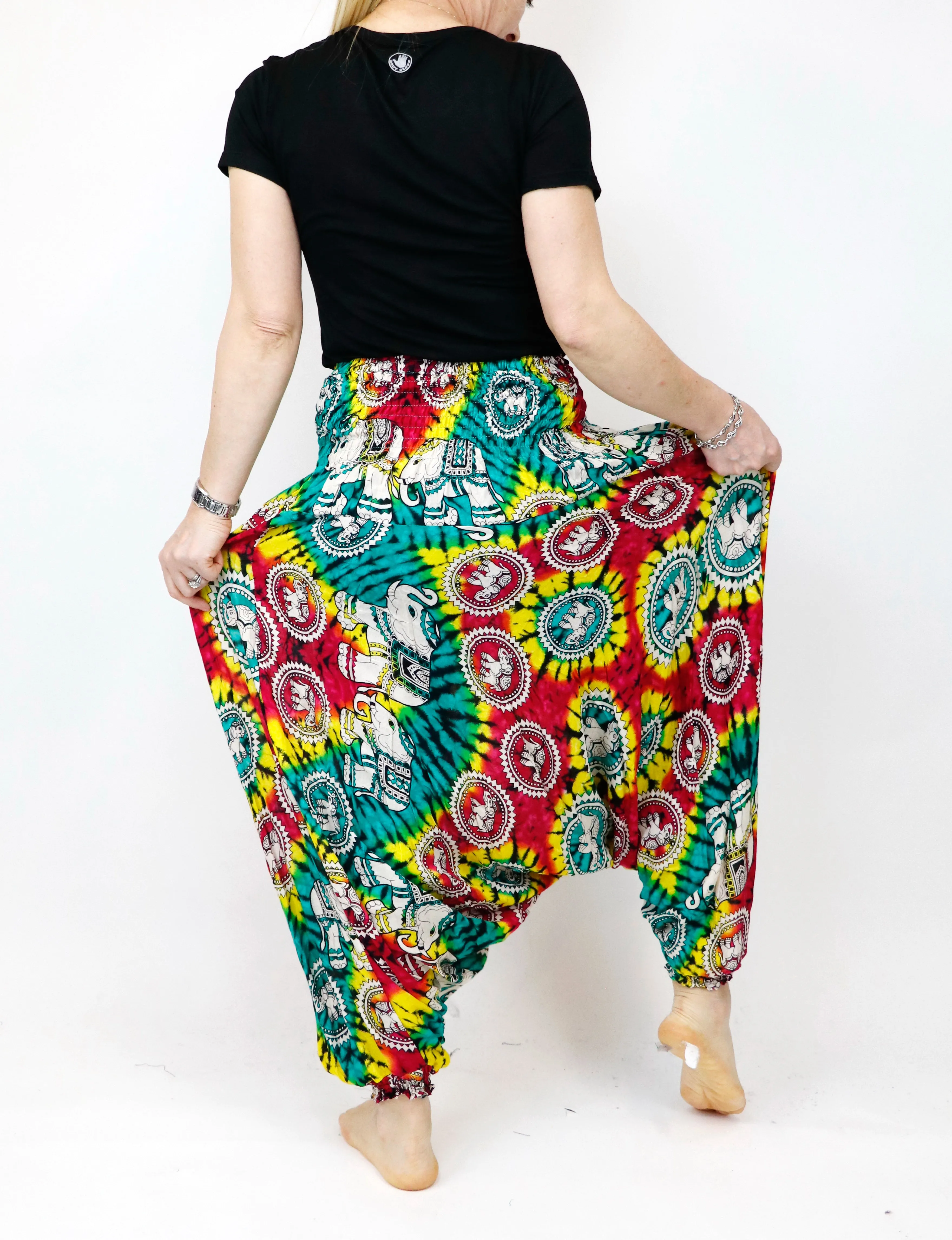 Tie dye Harem Pants Unisex  Hippie Yoga Pants Comfy Loungewear Gypsy Boho Elephant Jumpsuits Aladdin Loose Clothing Baggy Festival