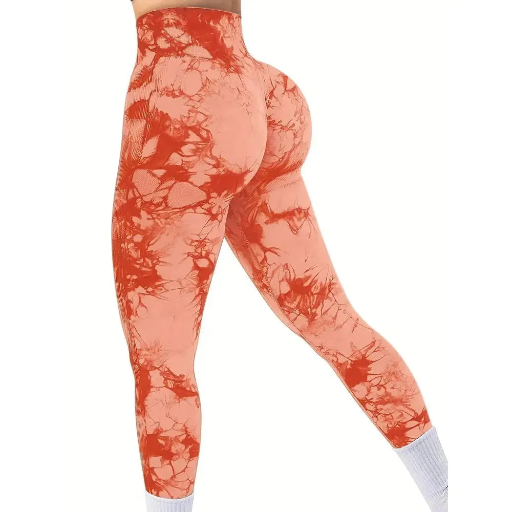 Tie Dye Push Up High Waist Gym Leggings For Sexy Fitness