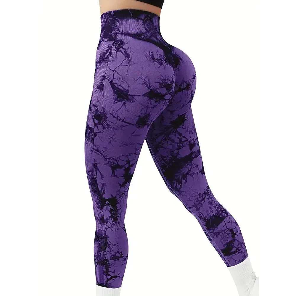 Tie Dye Push Up High Waist Gym Leggings For Sexy Fitness