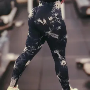 Tie Dye Push Up High Waist Gym Leggings For Sexy Fitness