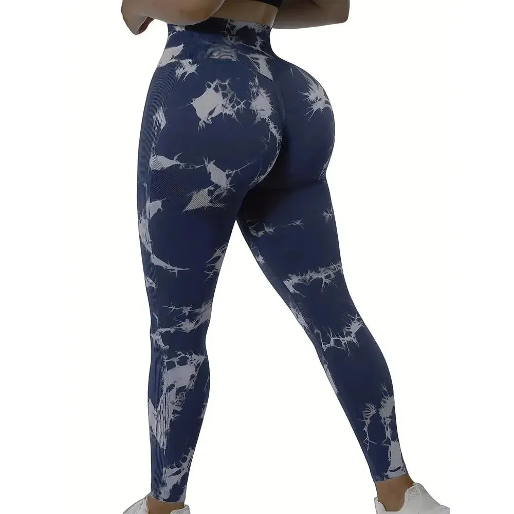 Tie Dye Push Up High Waist Gym Leggings For Sexy Fitness
