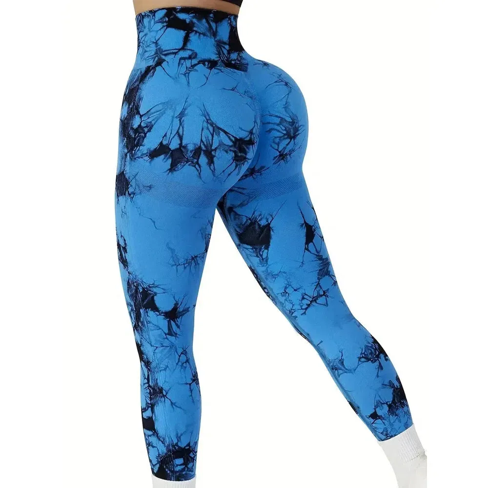 Tie Dye Push Up High Waist Gym Leggings For Sexy Fitness
