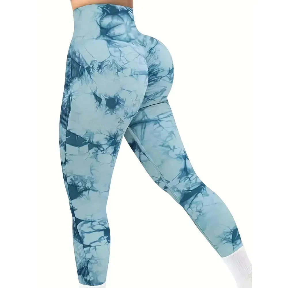 Tie Dye Push Up High Waist Gym Leggings For Sexy Fitness