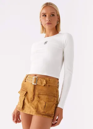 Clean Fit Unisex style Burning Bridges Mini Skirt - Brown