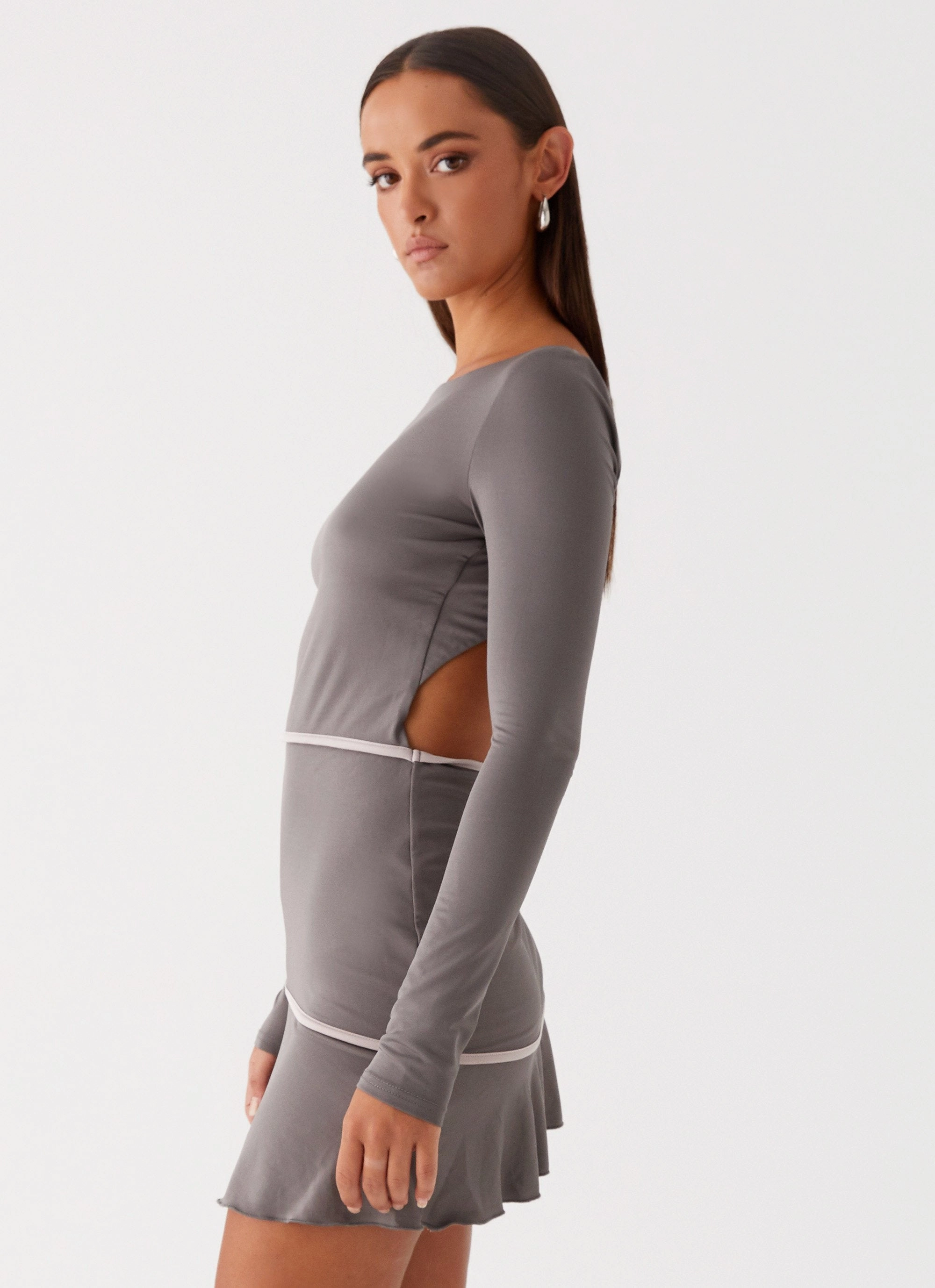 Special-Occasion Classic Look French Flirt Mini Dress - Charcoal