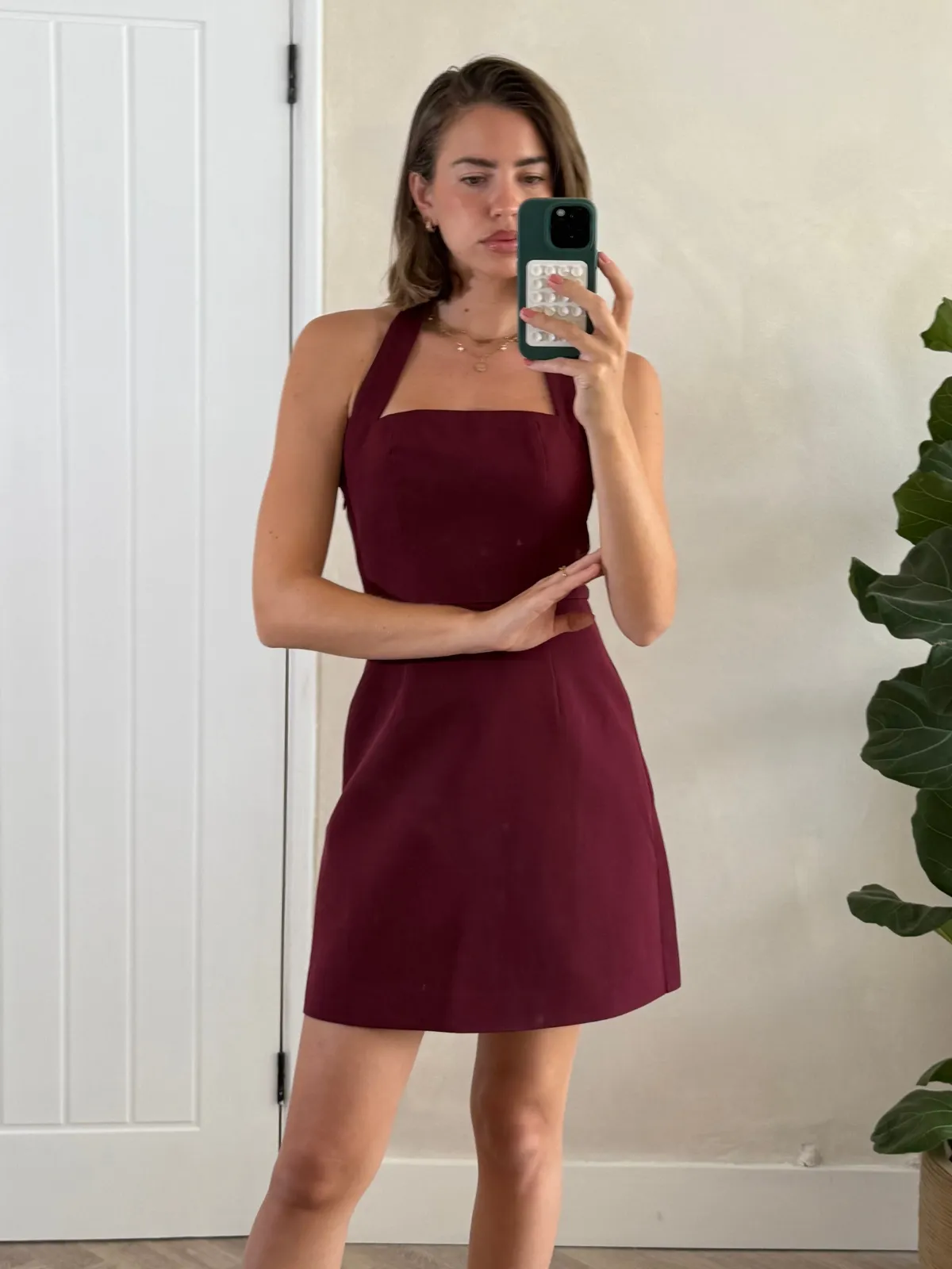 Flexible Layers Light Motion Tilly Halter Mini Dress / Burgundy