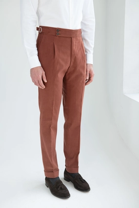 Smart Casual Durable Material Brick cotton trousers "Soragna Capsule Collection" - Made in Italy