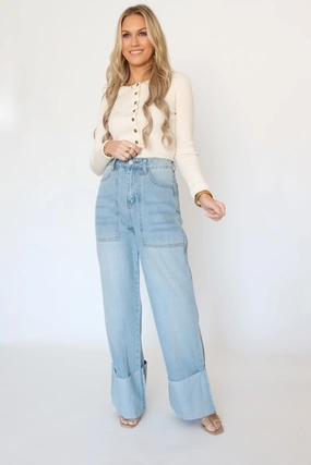 Beth Wide Leg Jean Adjustable drawstring
