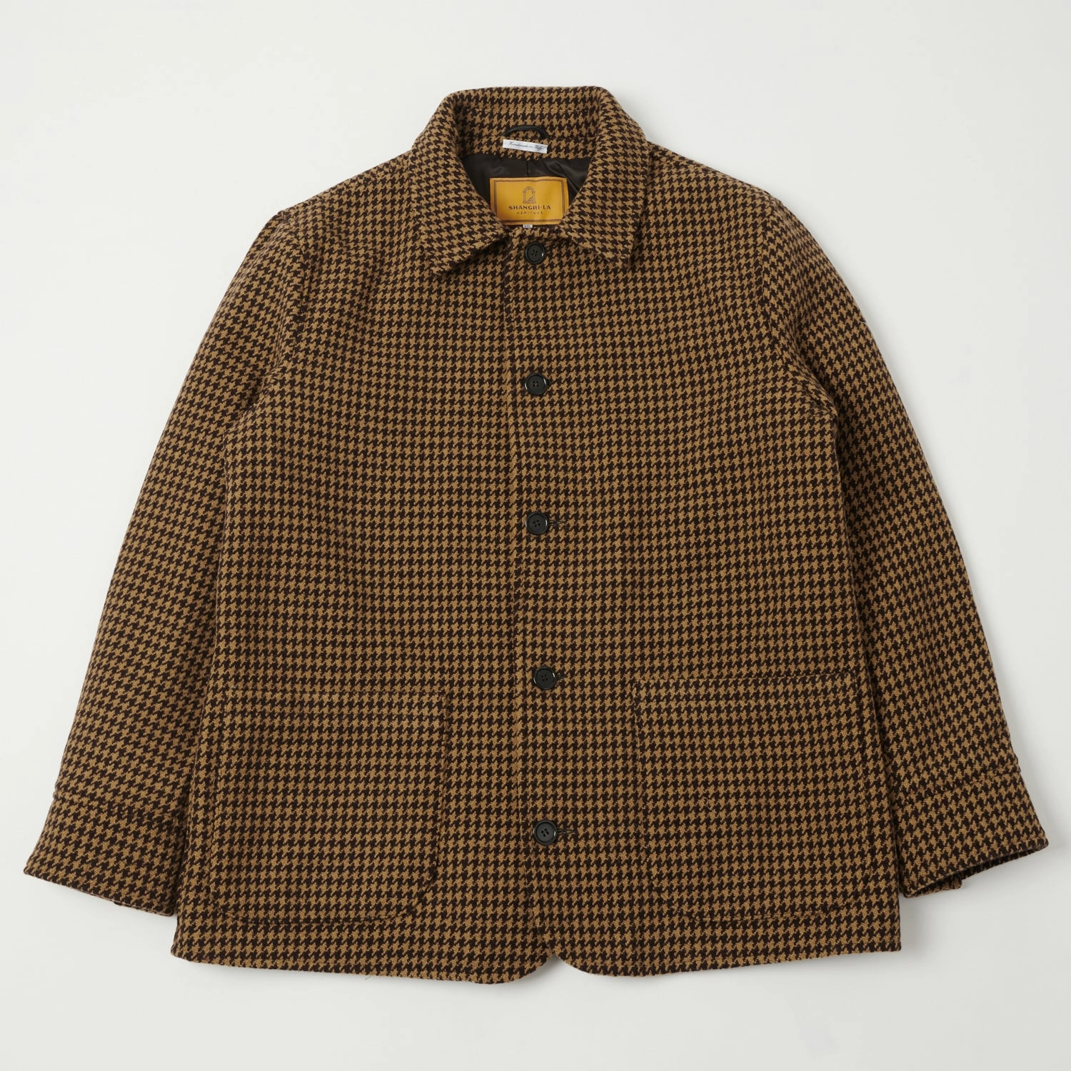 FadeResistant Print Mark Style Shangri-La Heritage 'Enzo' Wool Car Coat - Gold Pied De Poule