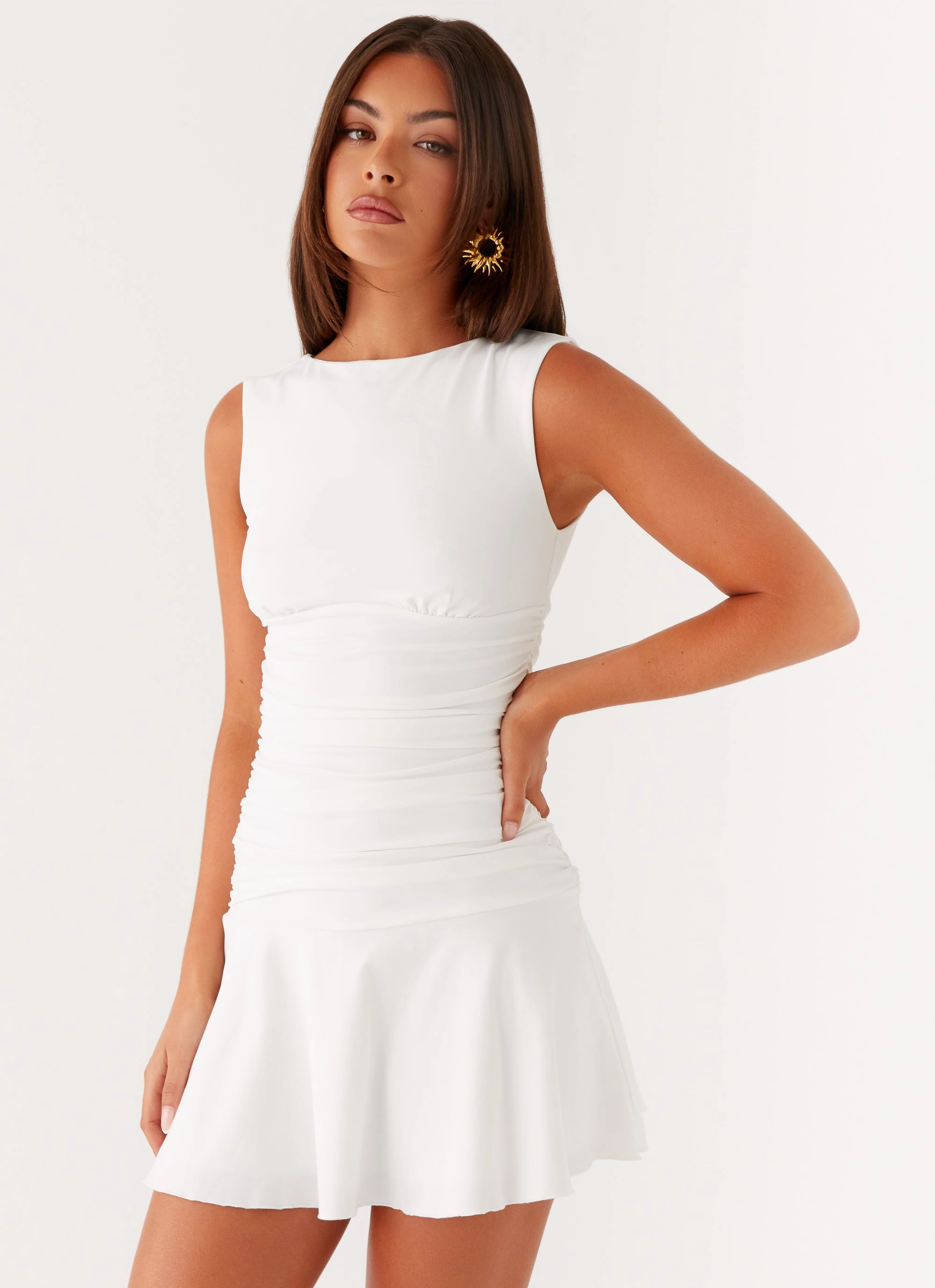 Kelda Mini Dress - White Peplum-Style