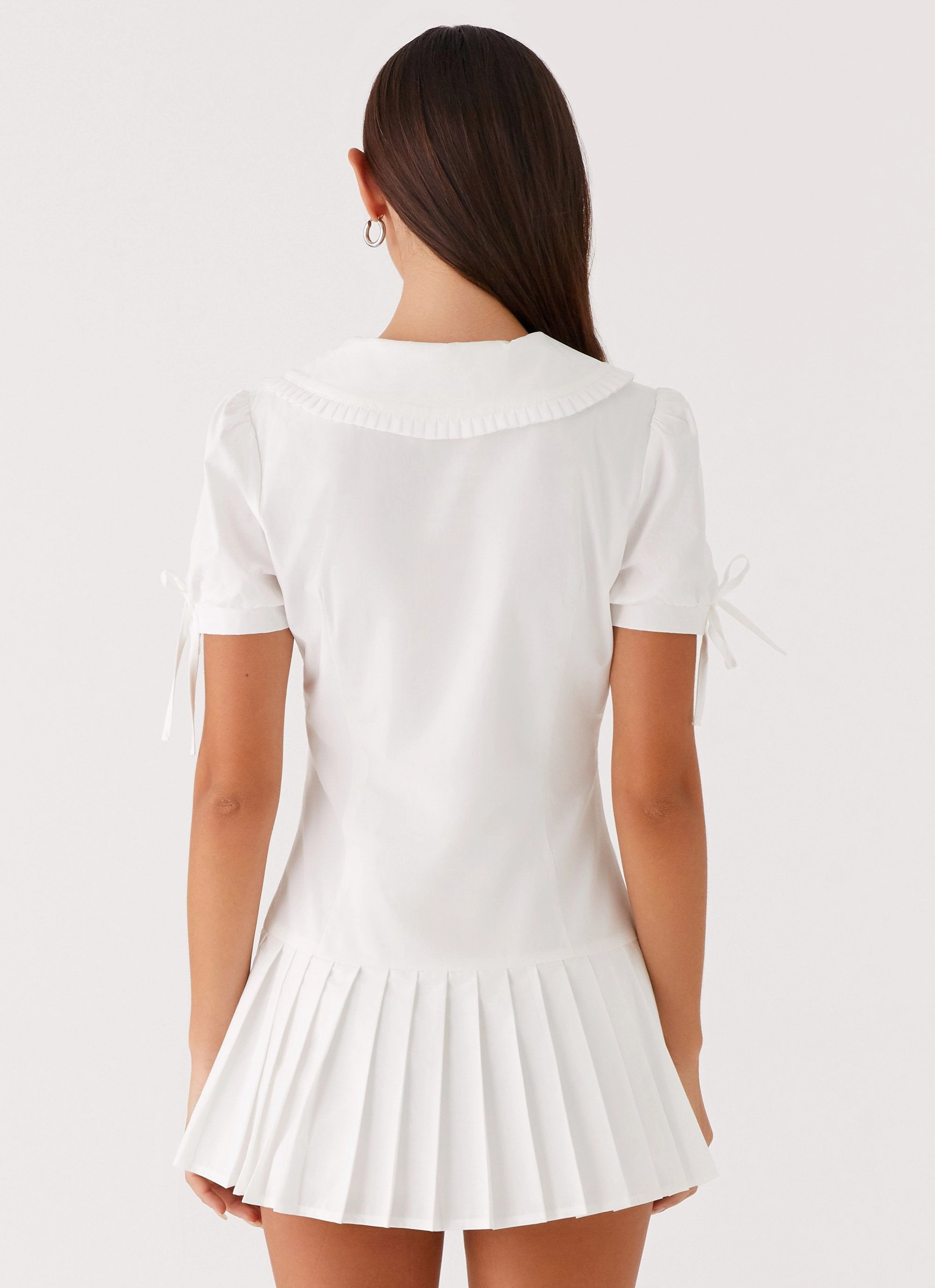 Effortless Layering To Us Pleated Mini Dress - White