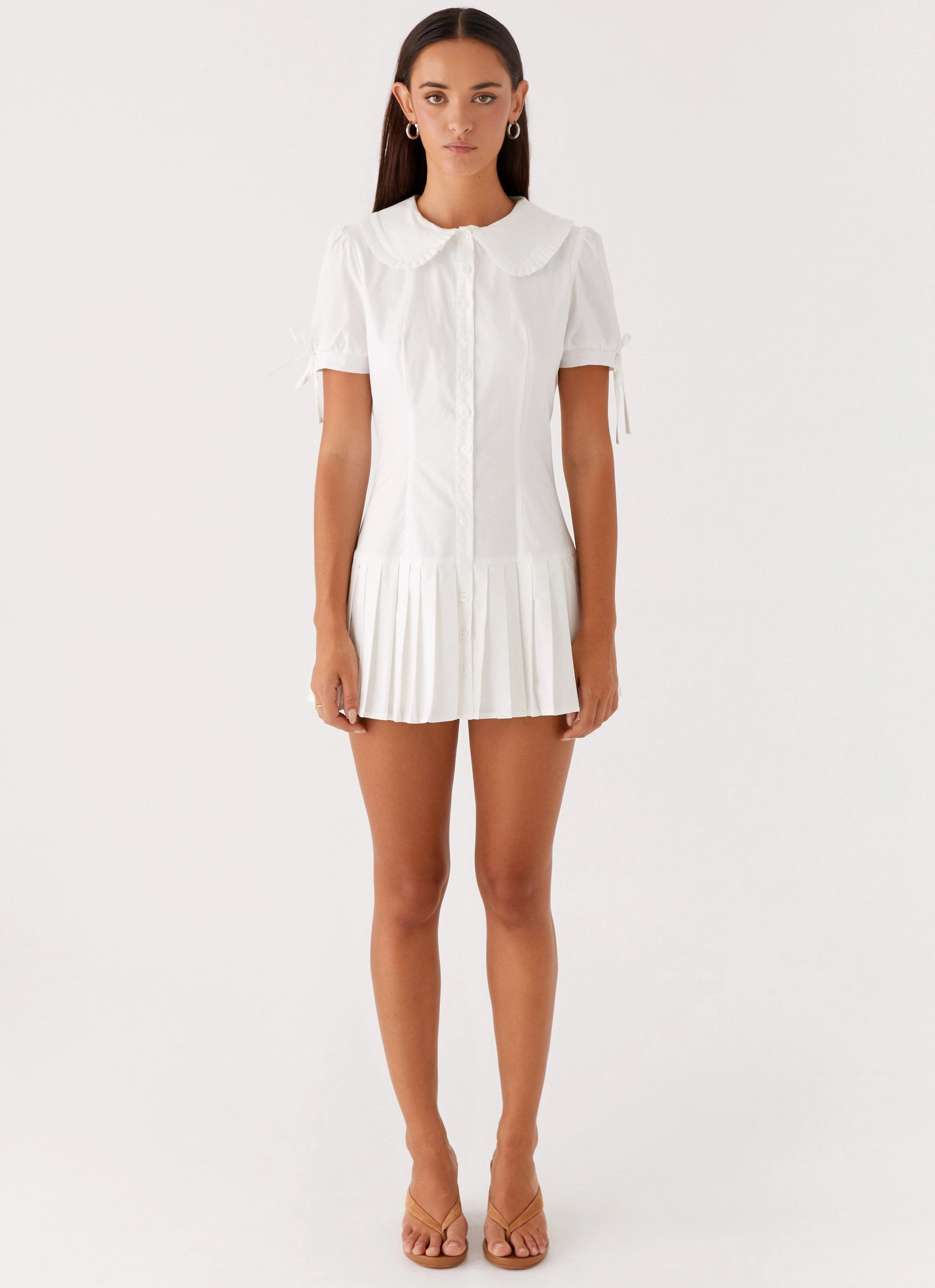 Subtle Finish To Us Pleated Mini Dress - White