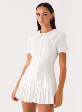 Hand-Wash Winter Classic To Us Pleated Mini Dress - White