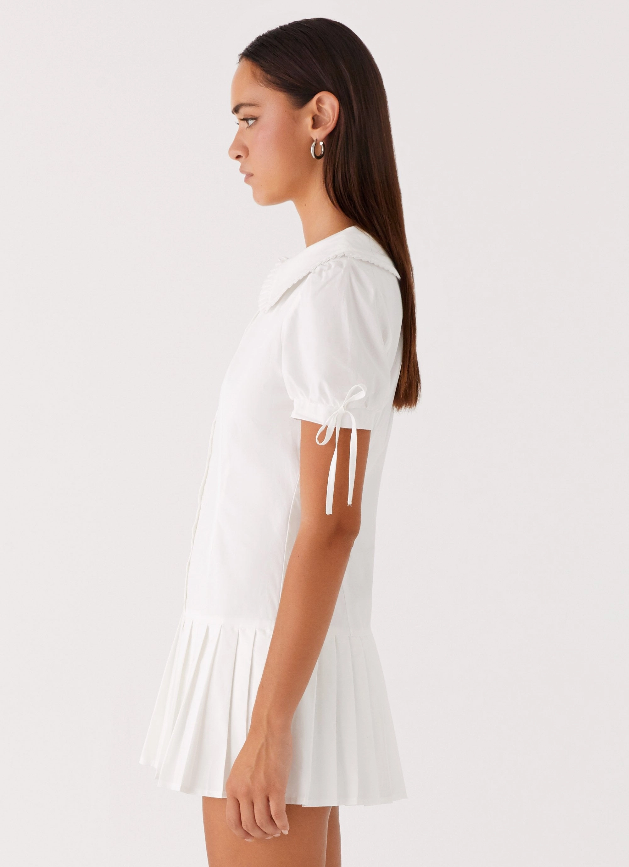 To Us Pleated Mini Dress - White Slim-fit