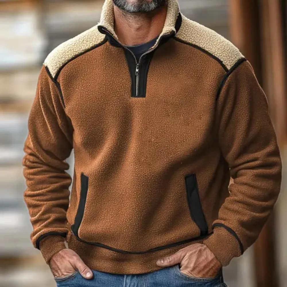 TOMITANY Mens 1/4 Zipper Fleece Sweatshirts Vintage Pullover Long Sleeve Stand Collar Hoodie Casual Outdoor Tops