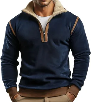 TOMITANY Mens 1/4 Zipper Fleece Sweatshirts Vintage Pullover Long Sleeve Stand Collar Hoodie Casual Outdoor Tops