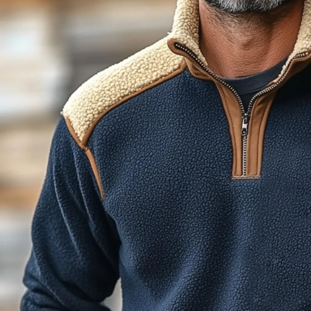 TOMITANY Mens 1/4 Zipper Fleece Sweatshirts Vintage Pullover Long Sleeve Stand Collar Hoodie Casual Outdoor Tops