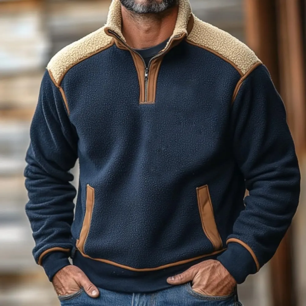 TOMITANY Mens 1/4 Zipper Fleece Sweatshirts Vintage Pullover Long Sleeve Stand Collar Hoodie Casual Outdoor Tops