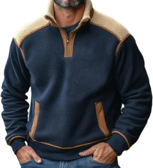 TOMITANY Mens 1/4 Zipper Fleece Sweatshirts Vintage Pullover Long Sleeve Stand Collar Hoodie Casual Outdoor Tops