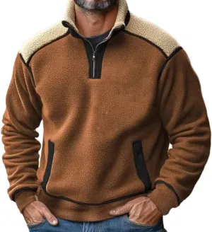 TOMITANY Mens 1/4 Zipper Fleece Sweatshirts Vintage Pullover Long Sleeve Stand Collar Hoodie Casual Outdoor Tops